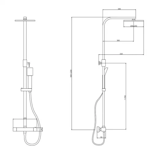 Душевая стойка ABBER Daheim AF8260B с термостатом без излива, черный матовый, Выбрать цвет: Черный матовый, изображение 3