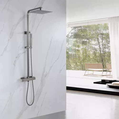 Душевая стойка ABBER Daheim AF8260NGL с термостатом без излива, никель, Выбрать цвет: Никель, изображение 2