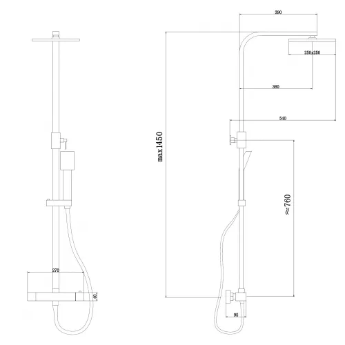 Душевая стойка ABBER Daheim AF8260NGL с термостатом без излива, никель, Выбрать цвет: Никель, изображение 3