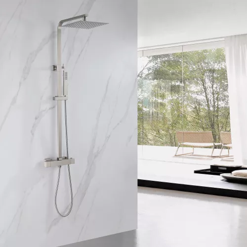 Душевая стойка ABBER Daheim AF8260SPL с термостатом без излива, сатин, Выбрать цвет: Сатин, изображение 2