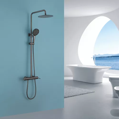 Душевая стойка ABBER Emotion AF8816NGL с изливом, никель, Выбрать цвет: Никель, Регулируемая высота: 900-1430, изображение 2