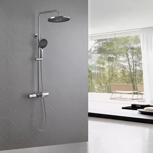 Душевая стойка ABBER Thermostat AF8516L с термостатом и изливом, хром, Выбрать цвет: Хром, Регулируемая высота: 860-1430, изображение 2