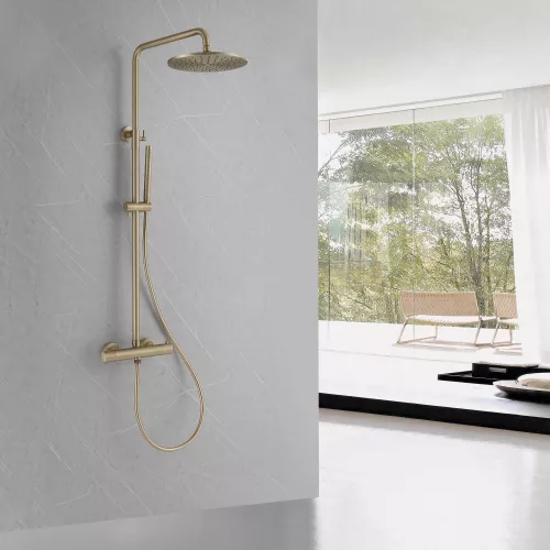 Душевая стойка ABBER Wasser Kreis AF8160GL с термостатом без излива, золото матовое, Выбрать цвет: Золото матовое, изображение 2