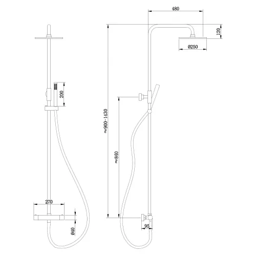 Душевая стойка ABBER Wasser Kreis AF8160GL с термостатом без излива, золото матовое, Выбрать цвет: Золото матовое, изображение 3