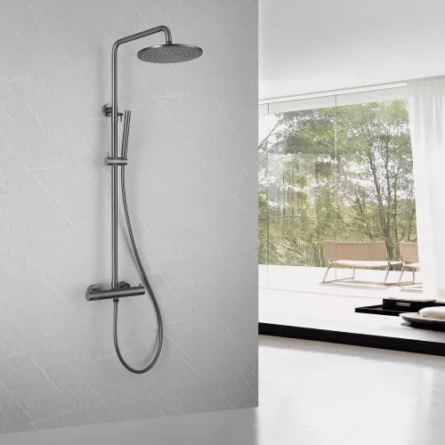 Душевая стойка ABBER Wasser Kreis AF8160NG с термостатом без излива, никель, Выбрать цвет: Никель, изображение 2