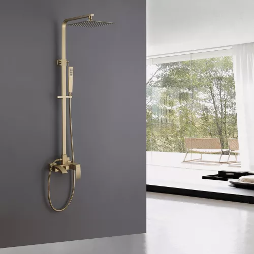 Душевая стойка ABBER Wasserfall AF8616G с изливом, золото матовое, Выбрать цвет: Золото матовое, Регулируемая высота: 900-1250, изображение 2