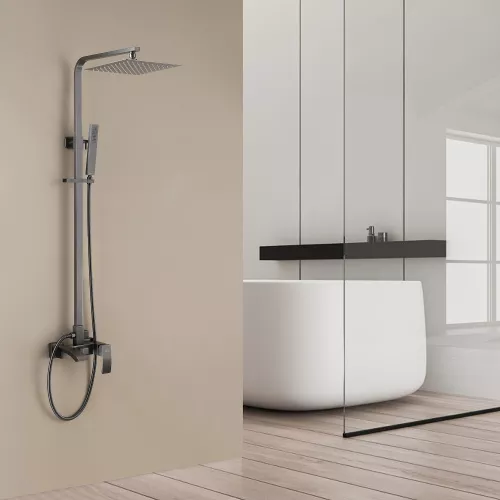 Душевая стойка ABBER Wasserfall AF8616NGL с изливом, никель, Выбрать цвет: Никель, Регулируемая высота: 920-1510, изображение 2