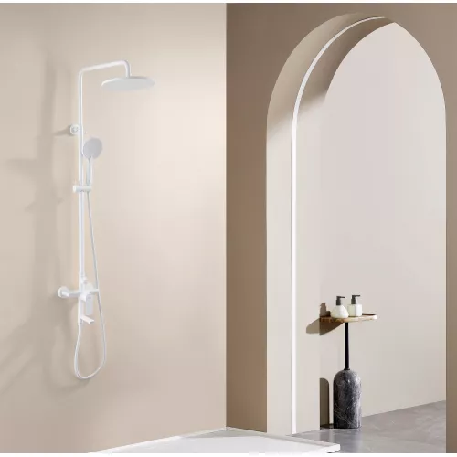 Душевая стойка ABBER Weiss Insel AF8016FWL с изливом, белый матовый, Выбрать цвет: Белый матовый, изображение 2