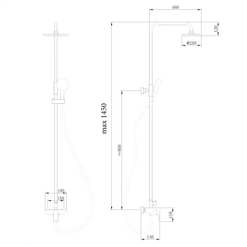 Душевая стойка ABBER Weiss Insel AF8020FWL без излива, белый матовый, Выбрать цвет: Белый матовый, изображение 3