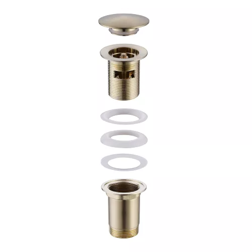 Донный клапан ABBER AF0010G с переливом, клик-клак, золото матовое, Выбрать цвет: Золото матовое, изображение 2