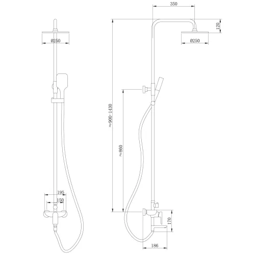 Душевая стойка ABBER Weiss Insel AF8016N с изливом, хром, Выбрать цвет: Хром, изображение 3