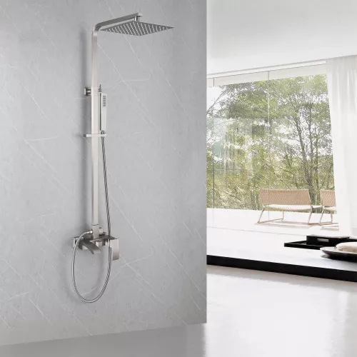 Душевая стойка ABBER Wasserfall AF8616SPL с изливом, сатин, Выбрать цвет: Сатин, Регулируемая высота: 920-1510, изображение 2