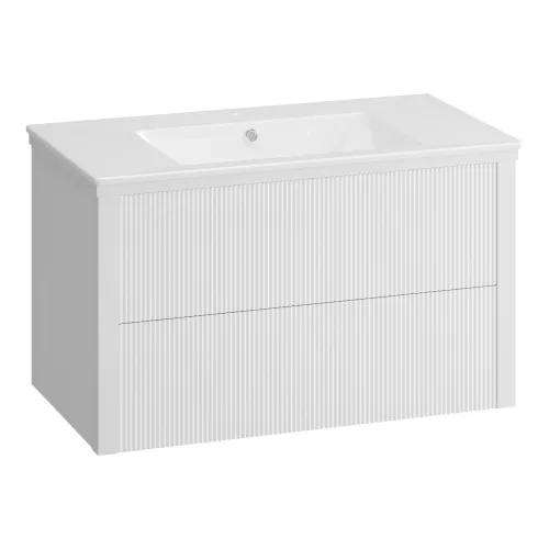 Тумба подвесная с раковиной Opadiris Рубинно,  Белый глянцевый, Выбрать цвет: Белый глянцевый, Выбрать размер: 90