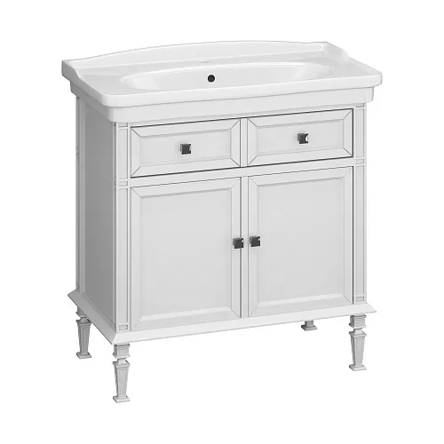 Тумба с раковиной напольная Opadiris Кантара Белый матовый/хром, Выбрать цвет: Белый матовый, Выбрать размер: 85