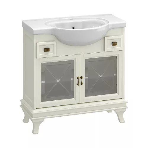 Тумба напольная с раковиной OPADIRIS Борджи-85 Слоновая кость, Выбрать цвет: Слоновая кость