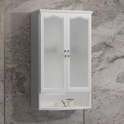 Шкаф Opadiris Риспекто подвесной, двухстворчатый, цвет белый матовый, с матовым стеклом, Выбрать цвет: Белый матовый, изображение 2
