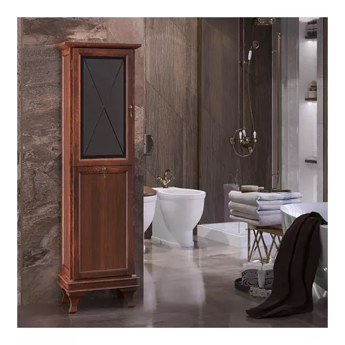 Пенал левый/правый с бельевой корзиной OPADIRIS Борджи светлый орех, Выбрать цвет: Светлый орех, Ориентация: Левая, изображение 2