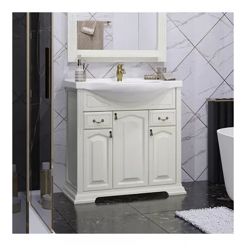 Тумба напольная с раковиной  OPADIRIS Риспекто  слоновая кость, Выбрать цвет: Слоновая кость, Выбрать размер: 85, изображение 2