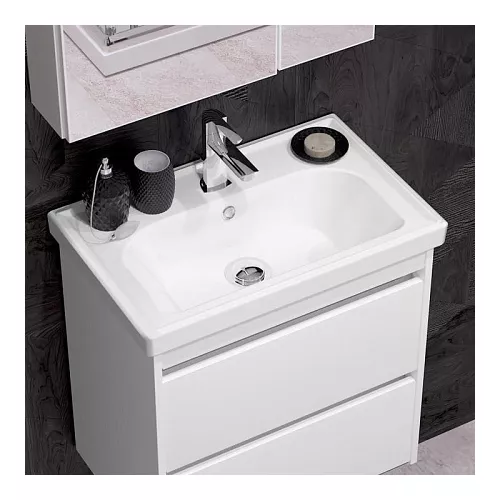 Тумба с раковиной  OPADIRIS Фреш, белый/белое стекло, Выбрать размер: 60, изображение 3