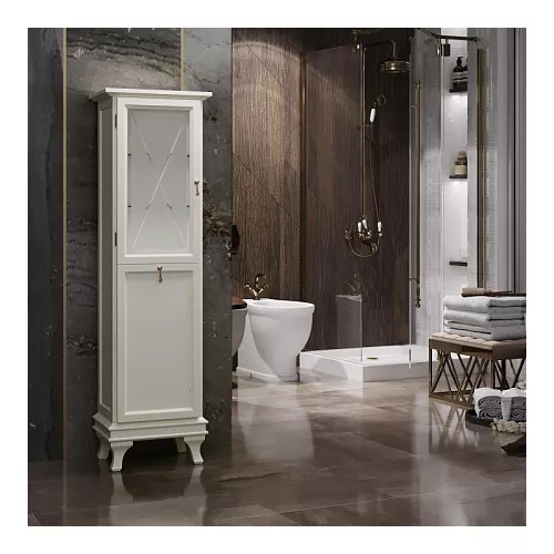 Пенал левый/правый с бельевой корзиной OPADIRIS Борджи слоновая кость, Выбрать цвет: Слоновая кость, Ориентация: Левая, изображение 2