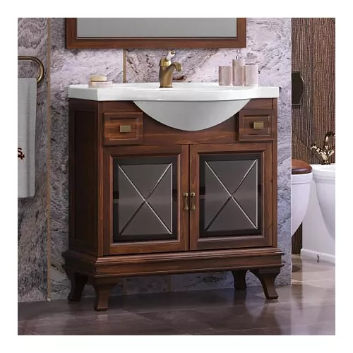 Тумба напольная с раковиной OPADIRIS Борджи-85 светлый орех, Выбрать цвет: Светлый орех, изображение 2