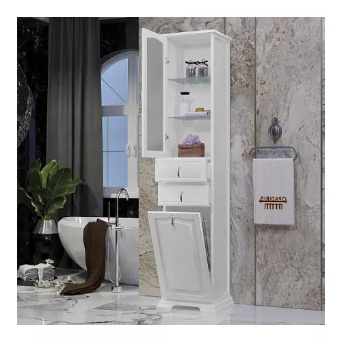 Пенал OPADIRIS Риспекто-40 левый/правый С БЕЛЬЕВОЙ КОРЗИНОЙ, белый матовый, Выбрать цвет: Белый, Ориентация: Левая, изображение 3