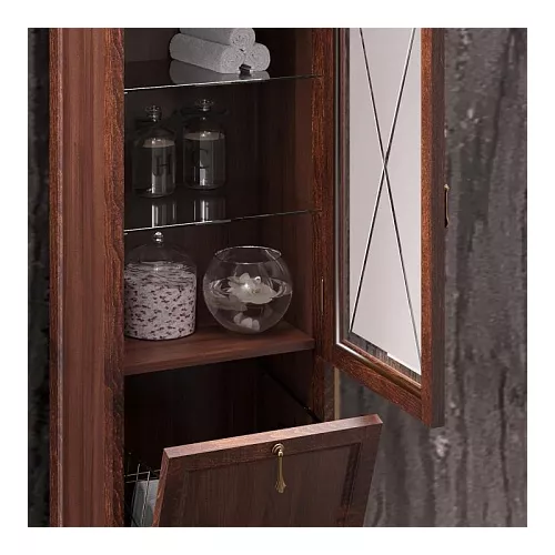 Пенал левый/правый с бельевой корзиной OPADIRIS Борджи светлый орех, Выбрать цвет: Светлый орех, Ориентация: Левая, изображение 5