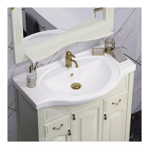 Тумба напольная с раковиной  OPADIRIS Риспекто  слоновая кость, Выбрать цвет: Слоновая кость, Выбрать размер: 85, изображение 4