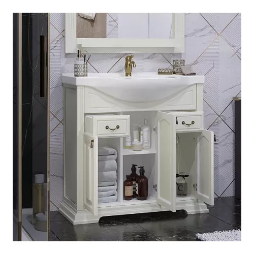 Тумба напольная с раковиной  OPADIRIS Риспекто  слоновая кость, Выбрать цвет: Слоновая кость, Выбрать размер: 85, изображение 3