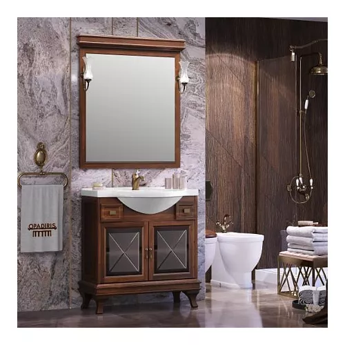 Тумба напольная с раковиной OPADIRIS Борджи-85 светлый орех, Выбрать цвет: Светлый орех, изображение 5