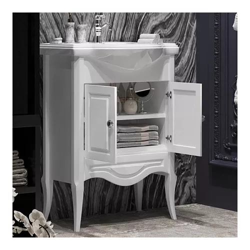 Тумба с раковиной для ванной комнаты OPADIRIS Брунелла- 65 Белый матовый, Выбрать размер: 65, Выбрать цвет: Белый, изображение 4