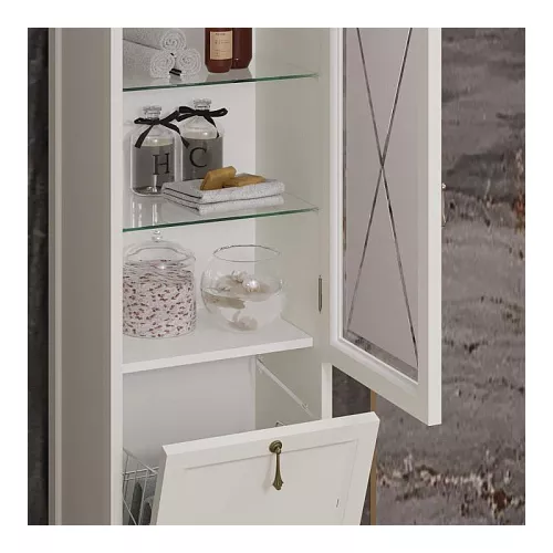 Пенал левый/правый с бельевой корзиной OPADIRIS Борджи слоновая кость, Выбрать цвет: Слоновая кость, Ориентация: Левая, изображение 4