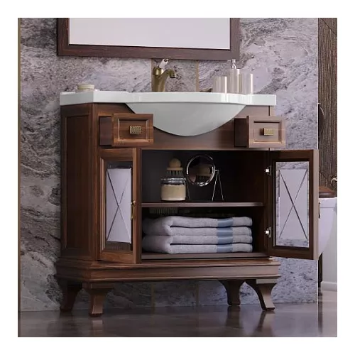 Тумба напольная с раковиной OPADIRIS Борджи-85 светлый орех, Выбрать цвет: Светлый орех, изображение 3