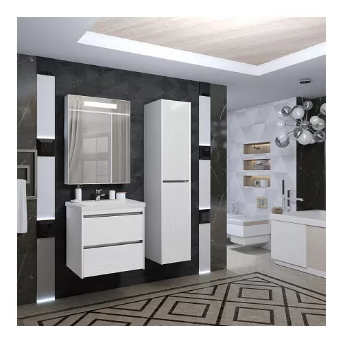 Тумба с раковиной  OPADIRIS Фреш, белый/белое стекло, Выбрать размер: 60, изображение 5