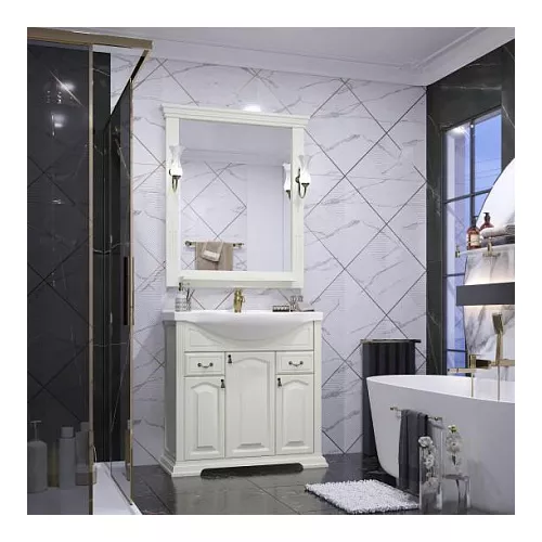 Тумба напольная с раковиной  OPADIRIS Риспекто  слоновая кость, Выбрать цвет: Слоновая кость, Выбрать размер: 85, изображение 5