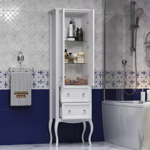 Пенал Opadiris Валери 56 двухстворчатый, цвет белый, Выбрать цвет: Белый, изображение 3