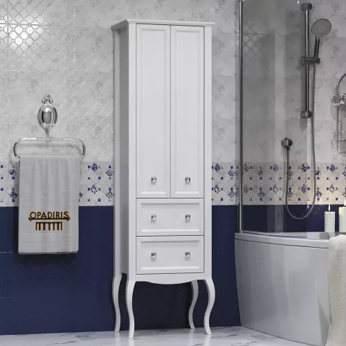 Пенал Opadiris Валери 56 двухстворчатый, цвет белый, Выбрать цвет: Белый, изображение 2