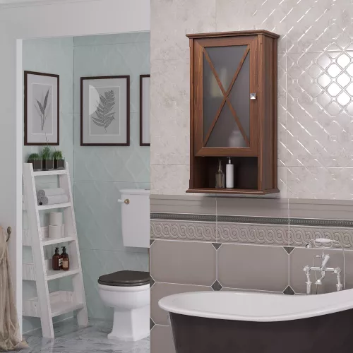 Шкаф Opadiris Палермо 46 подвесной, одностворчатый, цвет светлый орех, правый/левый, Выбрать цвет: Светлый орех, Ориентация: левая, изображение 4