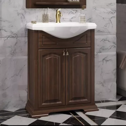 Тумба напольная с раковиной Opadiris Риспекто , цвет орех антикварный, Выбрать цвет: Орех антикварный, Выбрать размер: 65, изображение 2