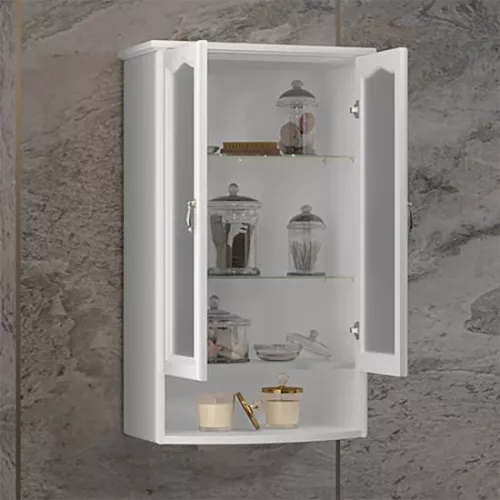 Шкаф Opadiris Риспекто подвесной, двухстворчатый, цвет белый матовый, с матовым стеклом, Выбрать цвет: Белый матовый, изображение 3