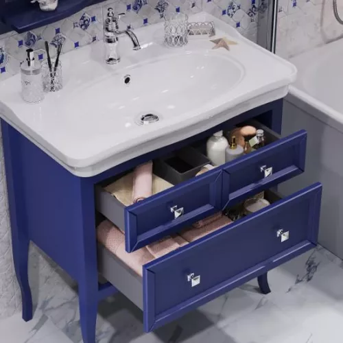 Тумба напольная с раковиной Opadiris Валери, цвет сапфир, Выбрать цвет: Сапфир, Выбрать размер: 85, изображение 6