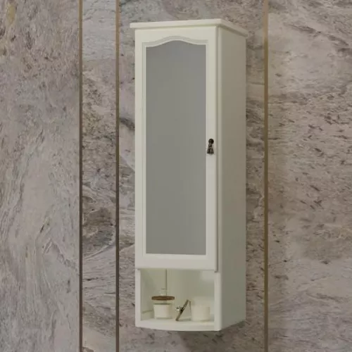 Шкаф Opadiris Риспекто подвесной, одностворчатый,  слоновая кость, левый/правый, с матовым стеклом, Выбрать цвет: Слоновая кость, Ориентация: левая, изображение 2