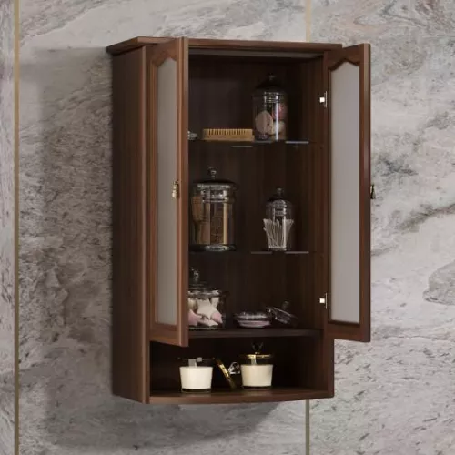Шкаф Opadiris Риспекто подвесной, двухстворчатый, цвет орех антикварный, с матовым стеклом, Выбрать цвет: Орех антикварный, изображение 3