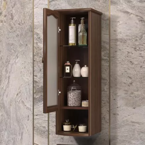 Шкаф Opadiris Риспекто подвесной, одностворчатый,  орех антикварный, левый/правый, с матовым стеклом, Выбрать цвет: Орех антикварный, Ориентация: левая, изображение 3