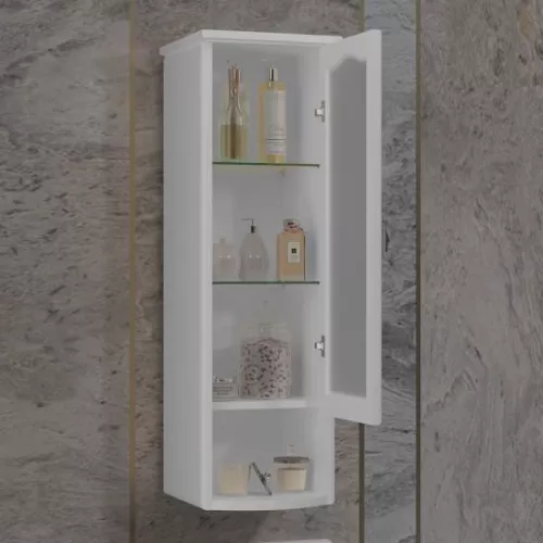 Шкаф Opadiris Риспекто подвесной, одностворчатый, белый матовый, левый/правый, с матовым стеклом, Выбрать цвет: Белый матовый, Ориентация: левая, изображение 3