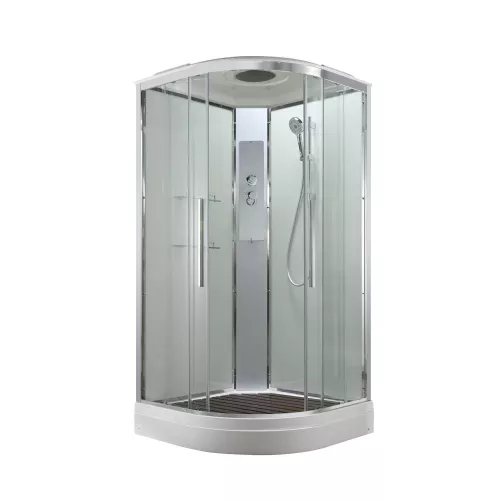 Душевая кабина AvaCan EM2080/2090/2010/2011T прозрачное стекло , низкий поддон, Цвет стекла: прозрачное, Цвет профиля: Хром, Выбрать размер: 80х80, Внешний вид: без гидромассажа, Наличие крыши: есть