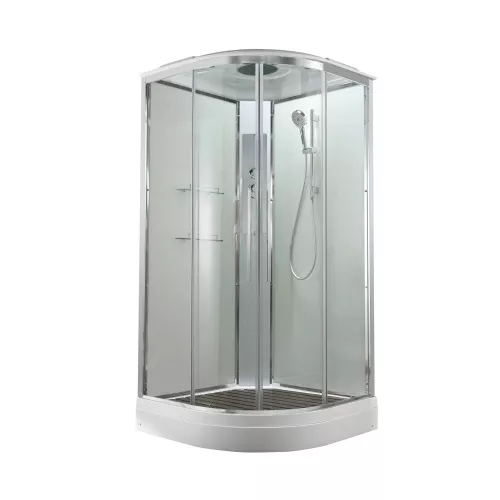 Душевая кабина AvaCan EM2080/2090/2010/2011T прозрачное стекло , низкий поддон, Цвет стекла: прозрачное, Цвет профиля: Хром, Выбрать размер: 80х80, Внешний вид: без гидромассажа, Наличие крыши: есть, изображение 4