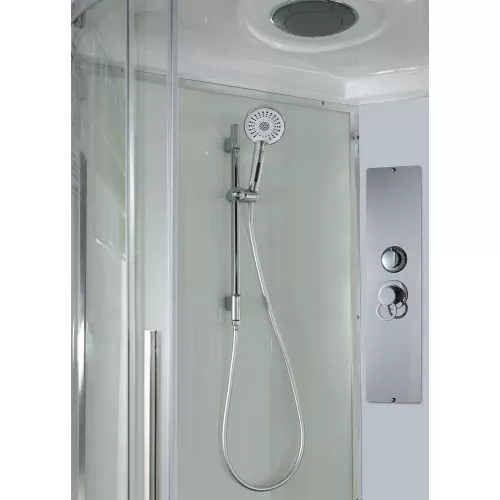 Душевая кабина AvaCan EM3812/3912T L/R  прозрачное стекло, средний поддон, Цвет стекла: прозрачное, Цвет профиля: Хром, Выбрать размер: 120х80, Внешний вид: без гидромассажа, Наличие крыши: есть, Ориентация: правая, изображение 6