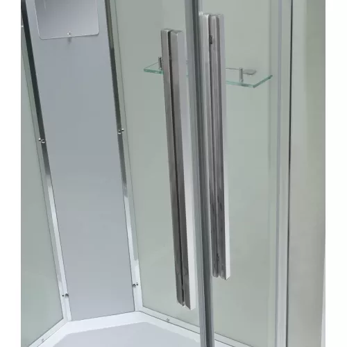 Душевая кабина AvaCan EM3812/3912T L/R  прозрачное стекло, средний поддон, Цвет стекла: прозрачное, Цвет профиля: Хром, Выбрать размер: 120х80, Внешний вид: без гидромассажа, Наличие крыши: есть, Ориентация: правая, изображение 5