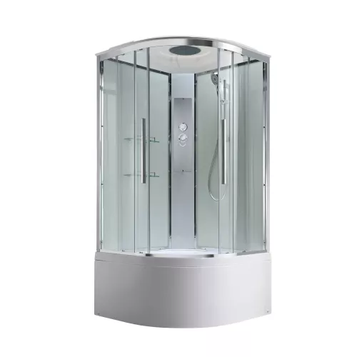 Душевая кабина AvaCan EM5080/5090/5010T прозрачное стекло, высокий поддон, Цвет стекла: прозрачное, Цвет профиля: Хром, Выбрать размер: 80х80, Внешний вид: без гидромассажа, Наличие крыши: есть